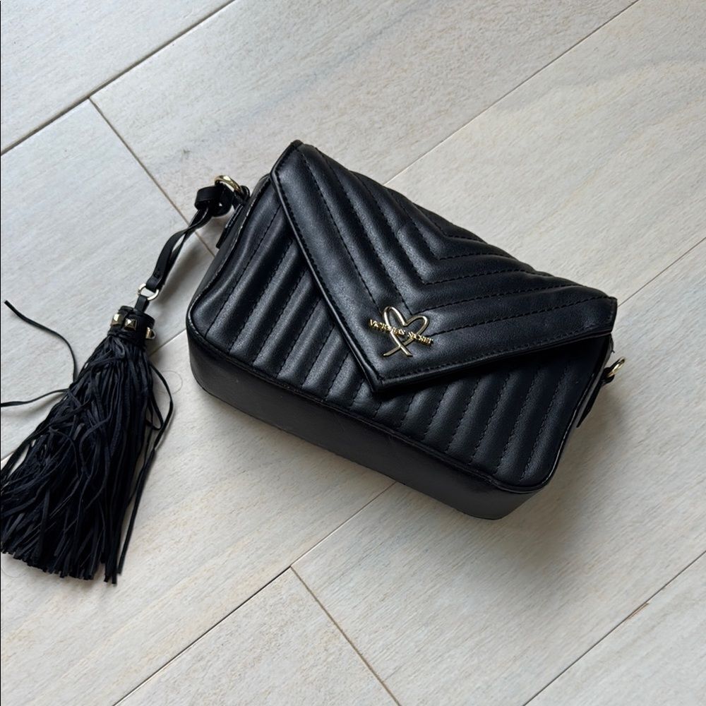 NWOT Victoria's Secret Black Quilted Bag with Gold Hardware